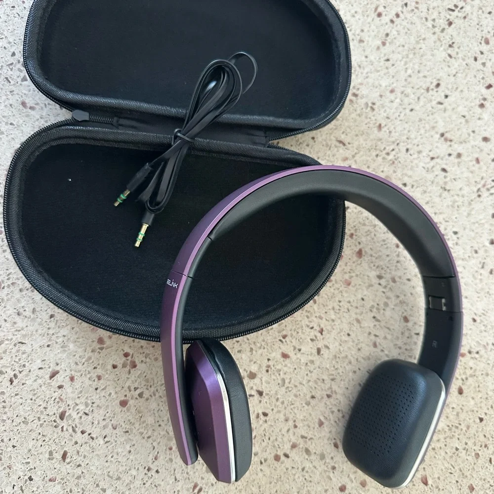 Purple Foldable Headphones with Case